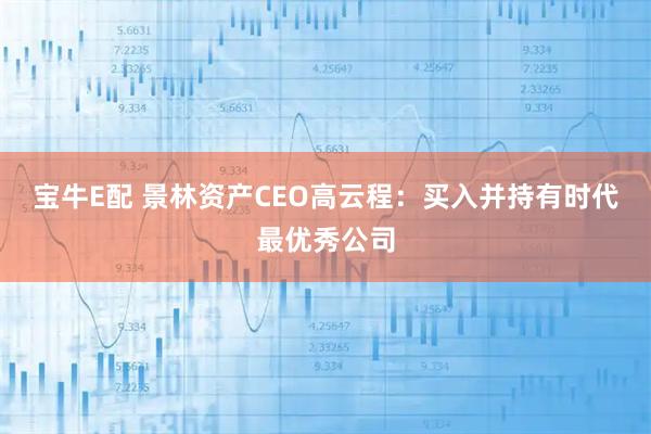 宝牛E配 景林资产CEO高云程：买入并持有时代最优秀公司